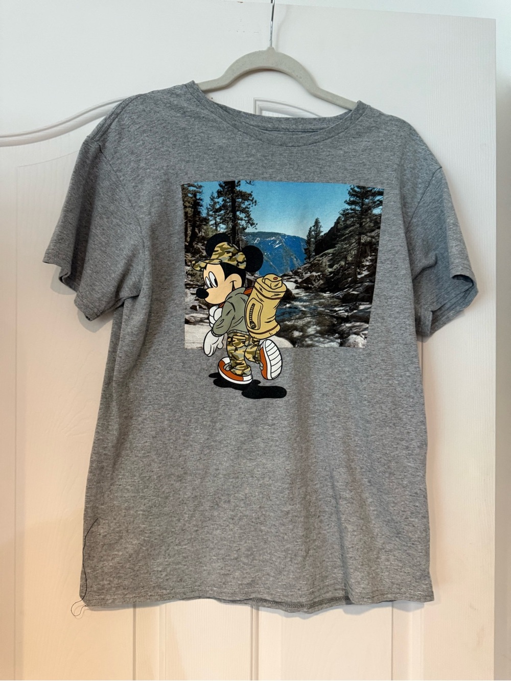 Disney Gray Mickey Mouse Hiker Graphic Tee